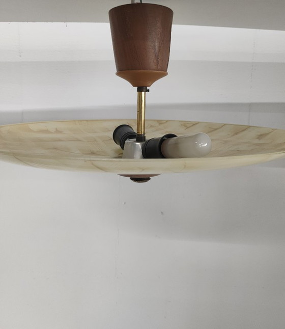 Image 1 of Vintage 50s/60s Scandinavian (style) large glass ceiling light