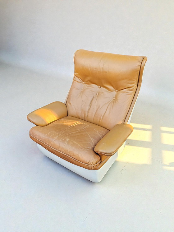 Image 1 of Set di 2 poltrone di design in pelle, poltrona lounge Airborne Orchid, anni '60