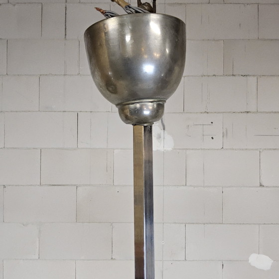 Image 1 of Lustre Art Déco ancien en chrome avec boules de verre, 1920