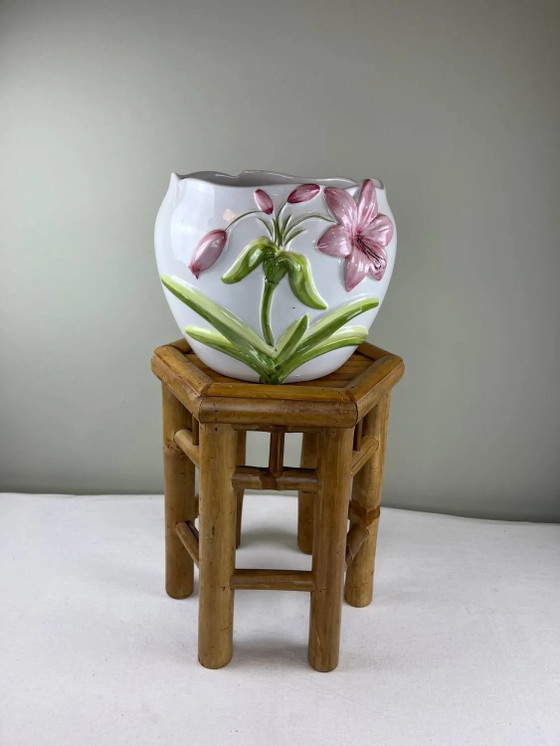 Vintage bamboe bijzettafel – Zuil, Bamboo (photo 5 of 8)