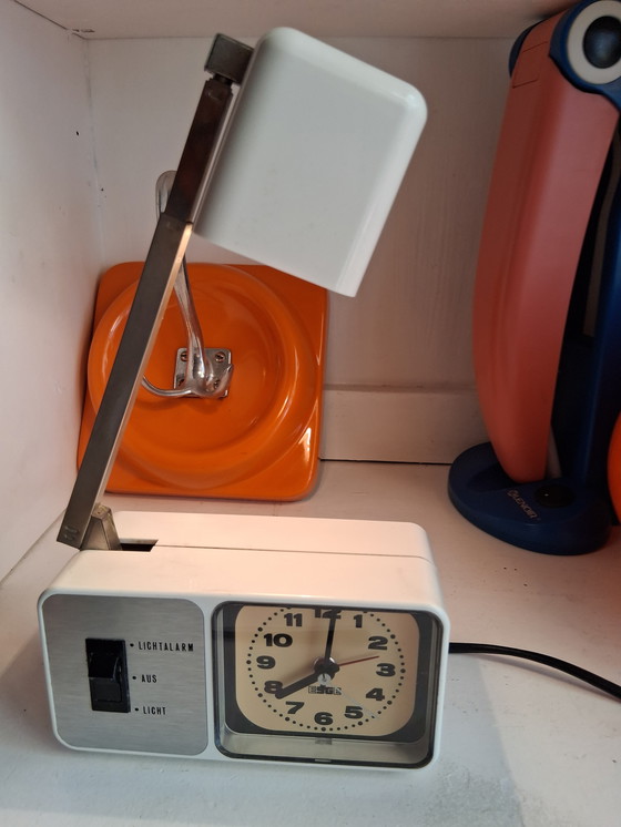 Image 1 of Réveil vintage Esge avec lampe d'alarme pliable, 1960 lampe télescopique