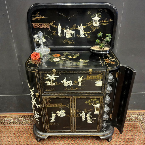 Vintage Chinese Barkast / Drankkast / Oosterse Kast (Bezorgd) Chinoiserie ^ Chinese Booze Cabinet / Bohemian Kast