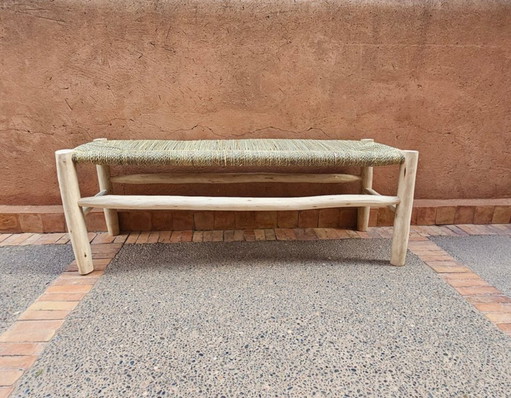 Marokkaanse bank met palmbladkoord – bankjes, Rattan, Wood