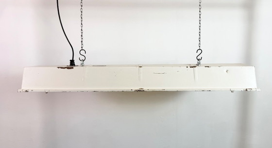 Image 1 of Beige industriële hanglamp met buisarmatuur van Famor, jaren 70
