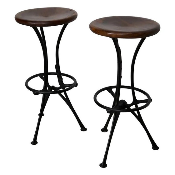 Image 1 of Set of Italian industrial workshop stools / bar stools
