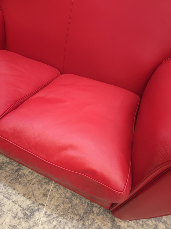 Image 1 of Poltrona Frau Vanity Fair Sofa Rode Tweezits Designer Sofa Lederen Sofa