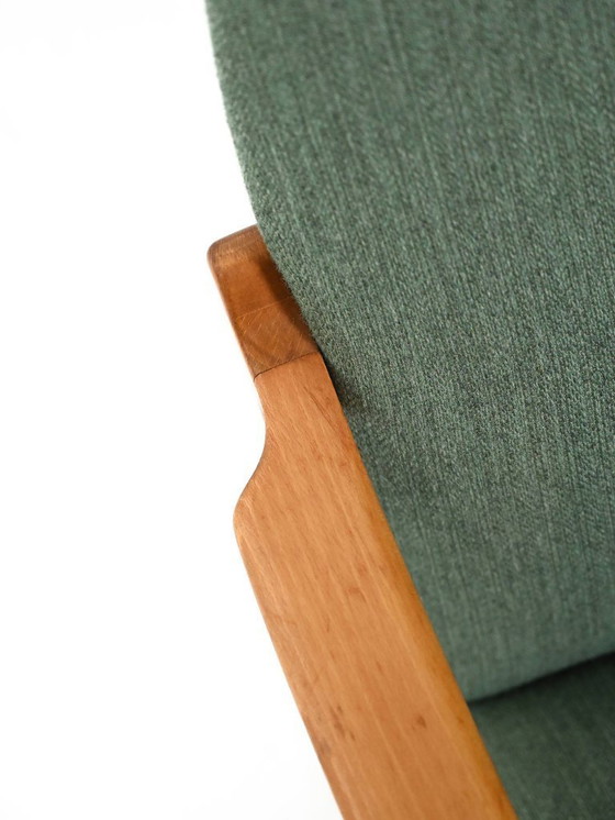 Image 1 of Poltrona scandinava in faggio con rivestimento in lana verde, anni '50-'60