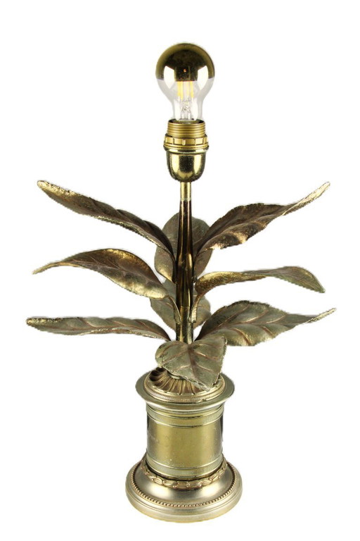 Vintage-Tischlampe aus Messing in Blattform – Hollywood Regency – Stil von Willy Daro – Belgien, 1970er Jahre