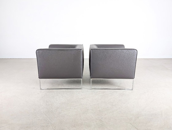 Image 1 of 2 sillones originales COR Mell, de piel, gris antracita, diseño lounge.