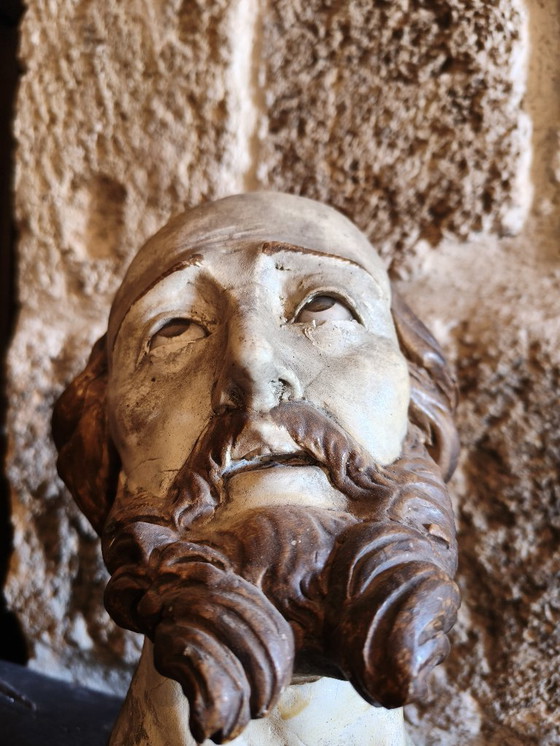 Image 1 of Antiek terracotta heiligenbuste beeld