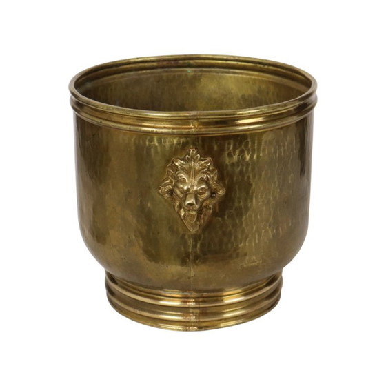 Large Jardinière Flowerpot Hammered Brass Lionheads – Decorative Objects (photo 13 of 15)