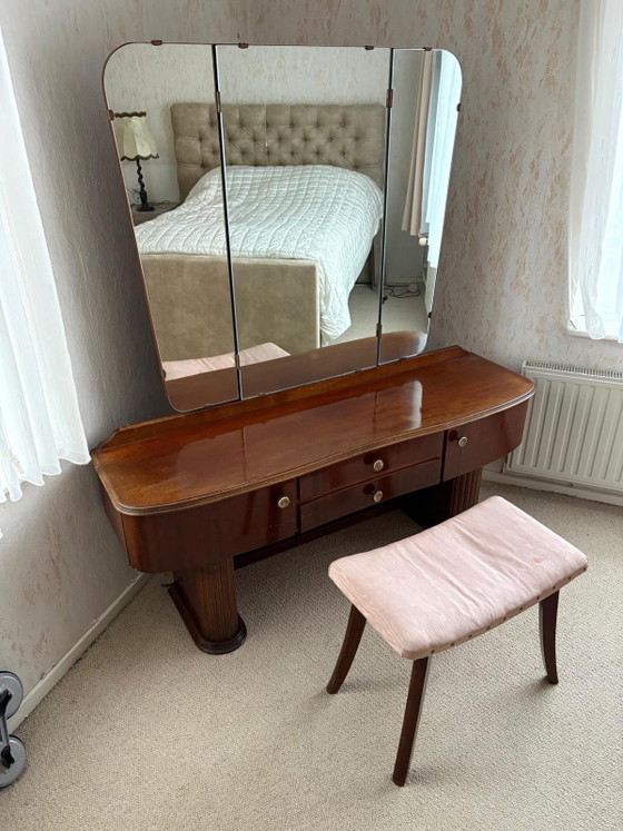 Meubles de chambre antiques (armoire + coiffeuse), Bois, Verre, Marron (photo 3 sur 6)