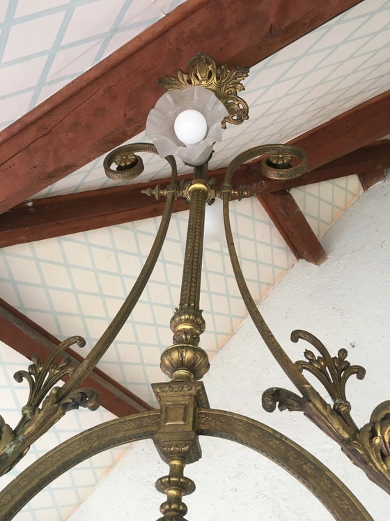 Bronzen biljart kroonluchter – Koper, Vintage (photo 7 of 11)