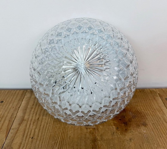 Lampada da parete o plafoniera in vetro vintage, anni '70, Plafoniere, Metallo, Trasparente (foto 6 di 14)