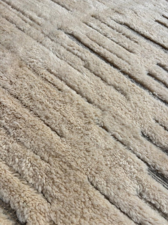 Image 1 of Marokkaans Mrirt Wit Wollen Tapijt 200x300 cm - Berber Marokkaans Modern Tapijt - Marokkaans Natuurlijk Wollen Tapijt -