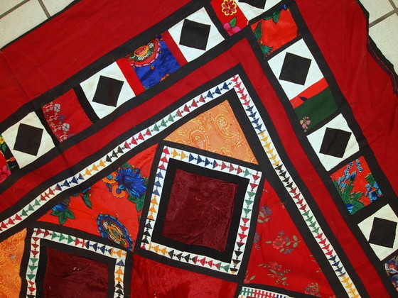 Image 1 of Handmade Vintage Uzbek Suzani Patchwork Kilim 4.3' x 7.5' (129cm x 227cm), 1960s - 1C46