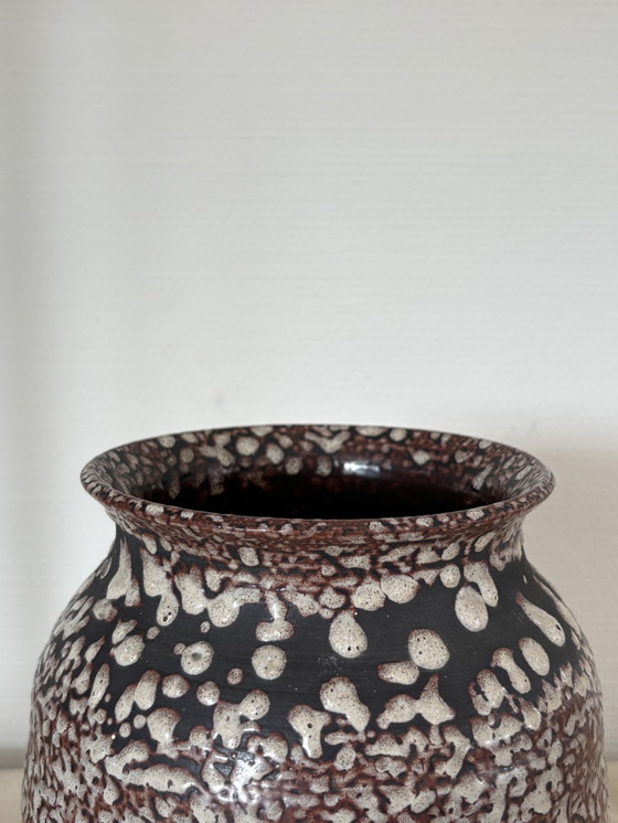 Image 1 of Vase Vintage en Céramique Rouge Marron Texturé H22cm