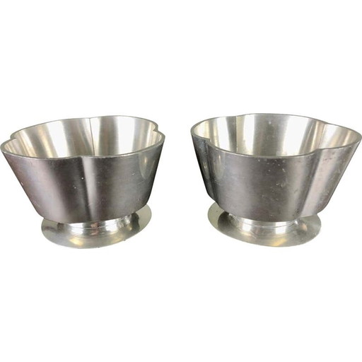 Paire de bougeoirs vintage en étain par Just Andersen, Danemark 1940