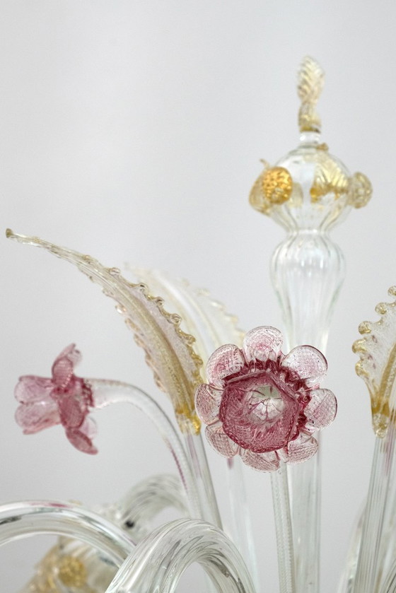 Image 1 of Lampadaire à 6 bras en verre de Murano soufflé Ca'Rezzonico, Italie, années 1950