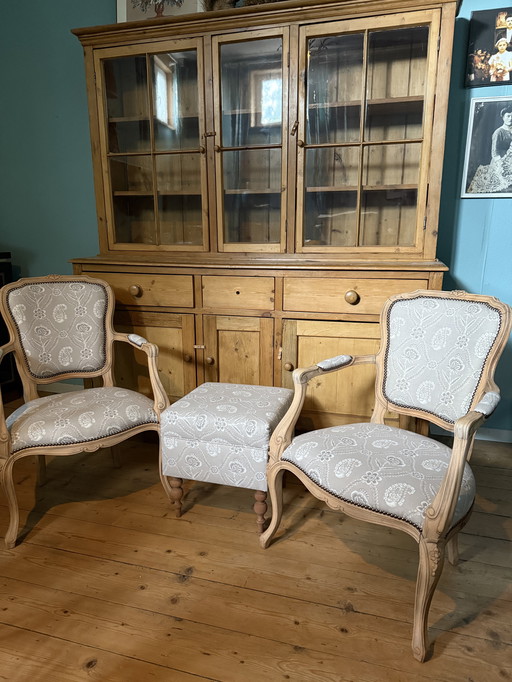 Landelijke lounge set met poef