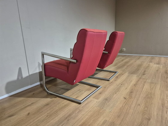 Image 1 of 2x Xooon Luzern - Poltrone - Rosso - Tessuto - Pelle