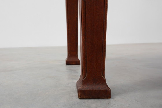 Image 1 of Mesa de comedor Art Déco de roble con friso tallado, Francia años 20