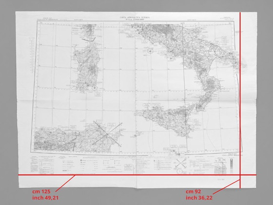 Image 1 of Pair of Italian Military Aeronautical Maps from 1962, North and South Sheets, Large Vintage Geographical Maps