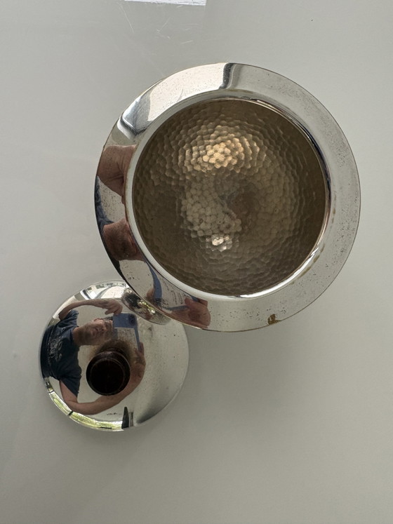 Art Deco Four-Piece Coffee and Tea Crockery | 1925-1930 | Hammered Silver-Plated Metal – Wood (photo 14 of 15)
