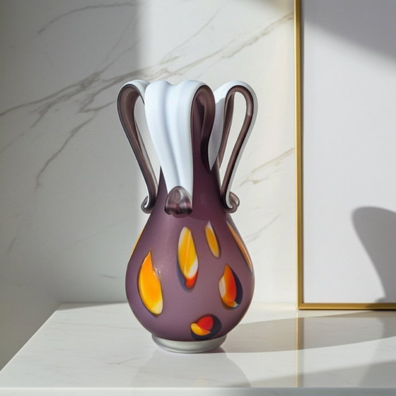 Image 1 of Murano purple art sculptural vase