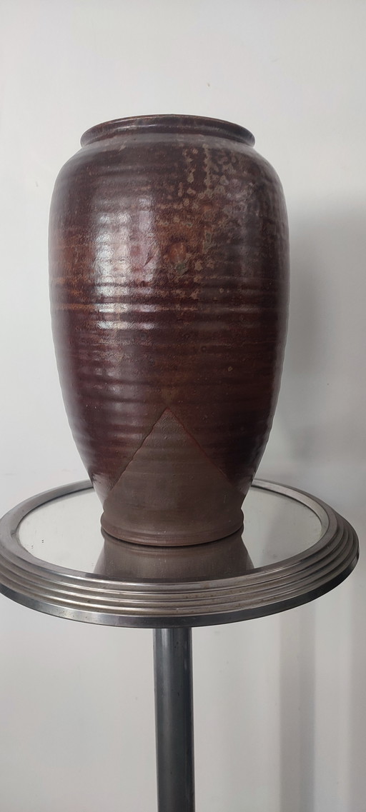 Large stoneware vase signed Hassan Domjean