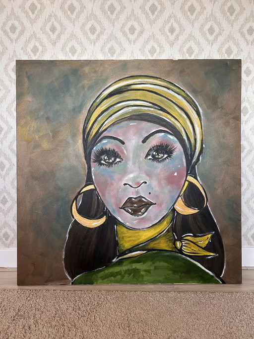 Schilderij Acryl Op Katoen 100 x 100