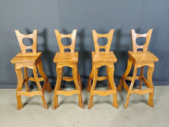 Image 1 of Vintage brutalist bar stool sset of 4 - 1960s 