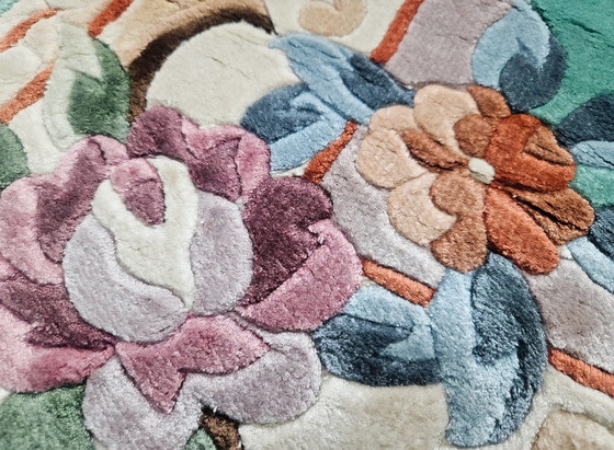 Image 1 of Hand-knotted Oriental Silk Carpet Aubusson Mint New 93x153cm