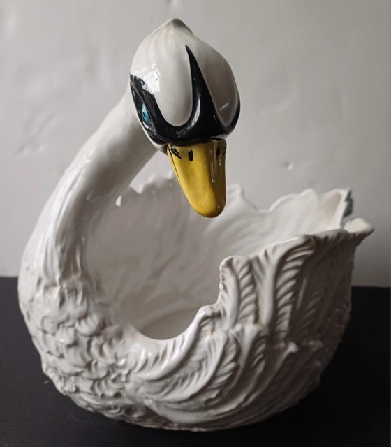 Image 1 of Majolica swan Bassano