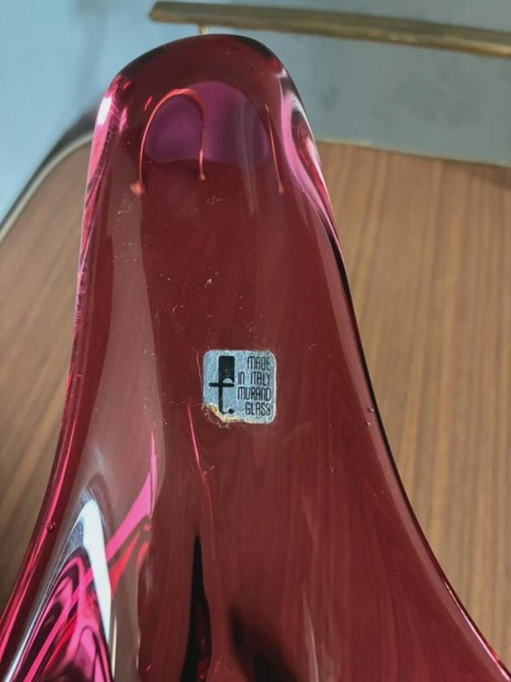 Coupe centre de table en verre d'art de Murano, rouge rubis, Italie, années 1970, Murano Glass (photo 5 sur 8)