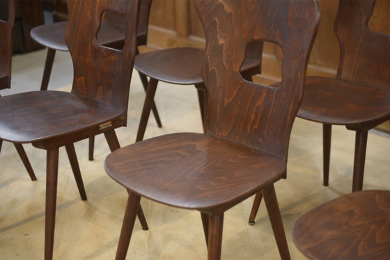Set of 8 Baumann “Gentiane” model chairs by Henri Julien, 1960s – Dining chairs, Wood (photo 9 of 14)
