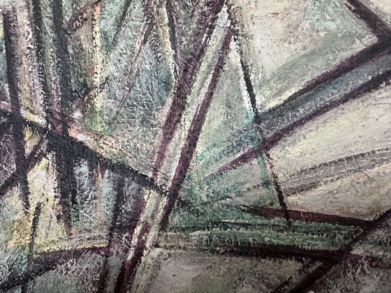 Image 1 of Henk van der Vet – Abstract Brutalist schilderij (1968), olieverf op doek