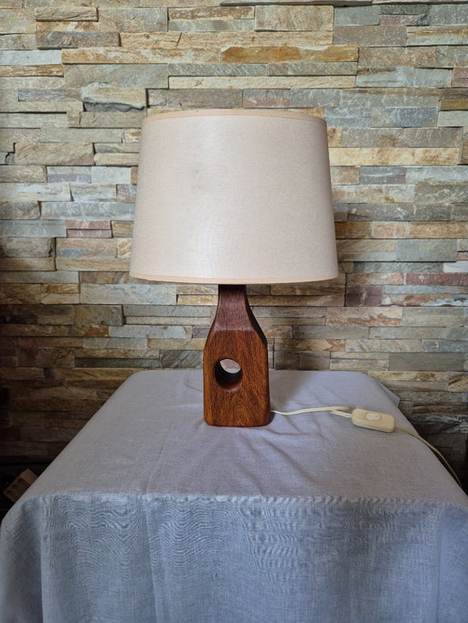 organische mid-century teak houten tafellamp 