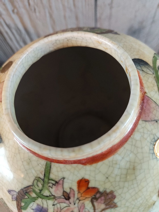 Image 1 of Beautiful Set of 3 Vintage Satsuma Ginger Jars