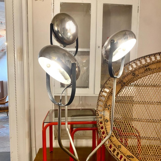 1x Vintage Reggiani Chrome Floor Lamp with Adjustable Lights, Italy, 1960s, Floor lights, Metal, Black (photo 8 of 15)