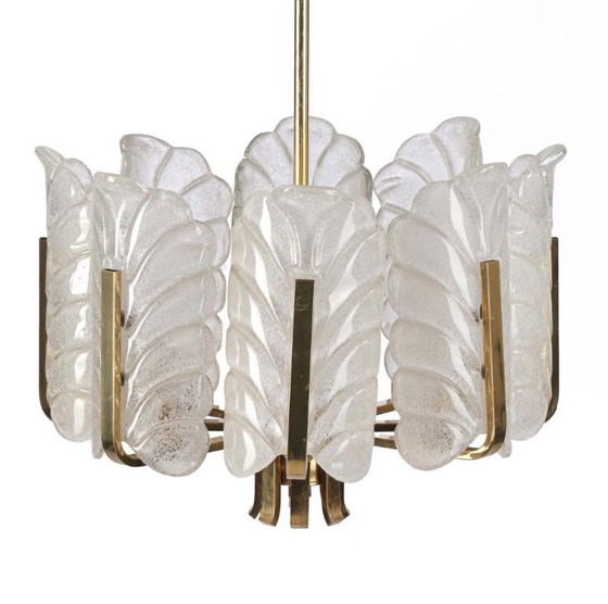 Image 1 of Lampadario in ottone e vetro Carl Fagerlund di Orrefors