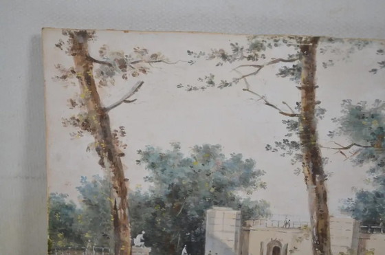Michel Gabriel Moreau - Scuola Francese Inizio XIX Secolo "Ingresso al Giardino delle Tuileries a Parigi" (photo 5 of 8)