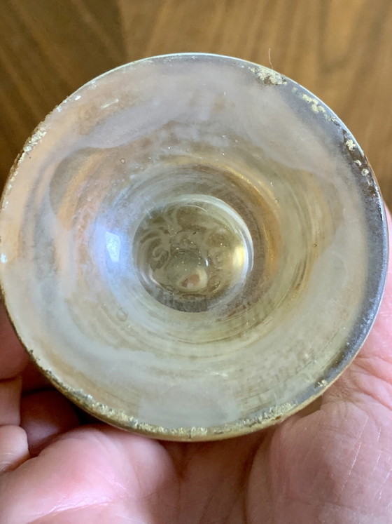 Small opaline glass soliflore vase, Art Nouveau metallic powder decor (photo 10 of 11)