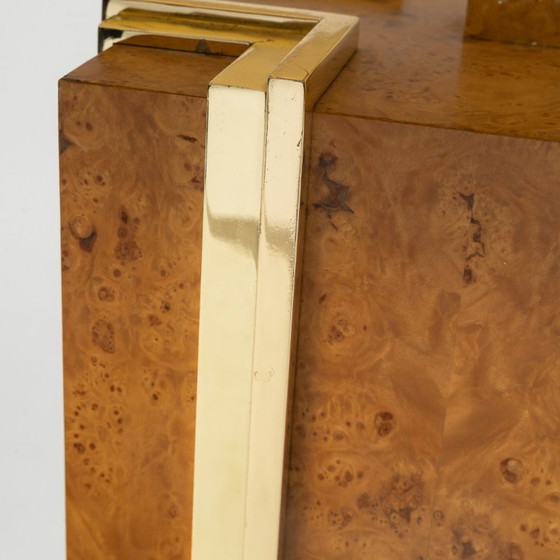 Elm burl and brass Table lamp, Italy, 1970s, Wood, Brown, Vintage (photo 5 of 6)