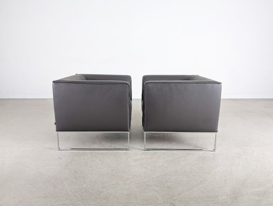 Image 1 of 2 sillones originales COR Mell, de piel, gris antracita, diseño lounge.