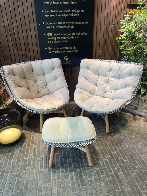 5 x Dedon Ear Chair High + 2 x Dedon Hocker