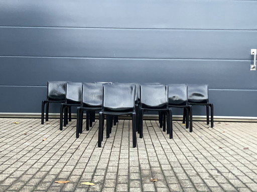 10x Cassina Cab chair Mario Bellini Black Harness Leather