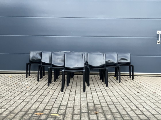 Image 1 of 10x Chaise de cabine Cassina Mario Bellini Harnais en cuir noir