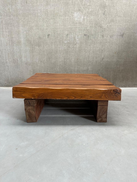 Image 1 of Brutalist Wabi Sabi Salontafel Massief Eiken