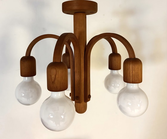 DOMUS Candela Ceiling Light Type 3455 – 5-Light Solid Teak Flush Mount – Mid Century Scandinavian Design (photo 3 of 6)